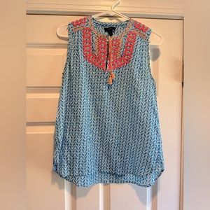 JCrew pink/blue geometric tank